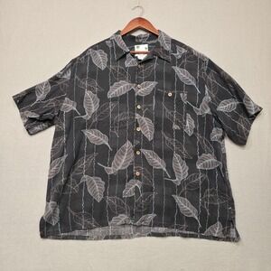 Banana Cabana Mens Multicolor Short Sleeve Button Up Silk Hawaiian Shirt‎ Sz XXL